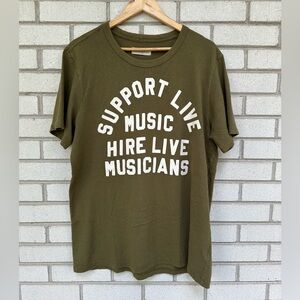 Imogene and Willie Support Live Music tee tshirt + shirt olive green XL